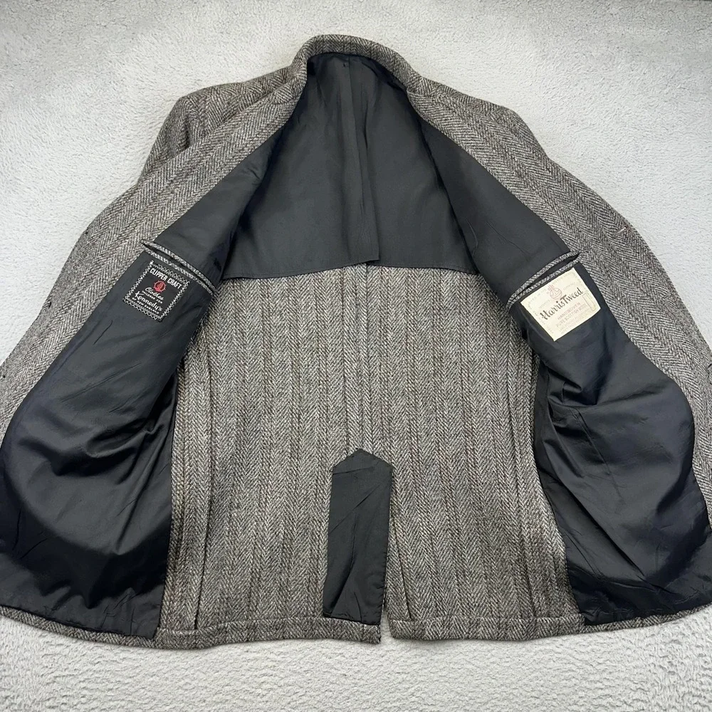 Vintage Clipper Craft Harris Tweed Sport Coat Mens 42L Herringbone‎ Scotland
